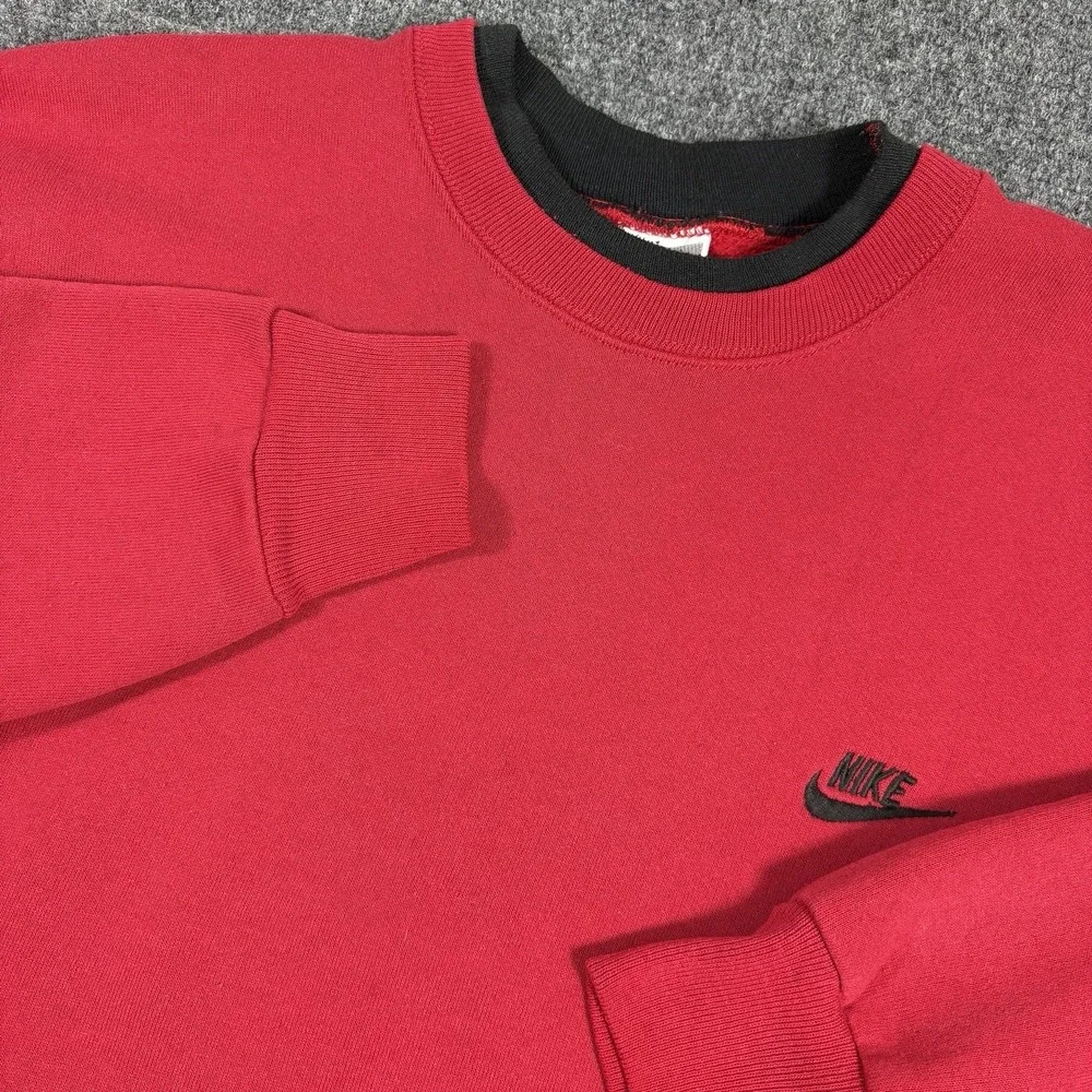 Vintage 80s 90s Nike Men Crewneck Sweater‎ Large Embroidered Pockets Made In USA